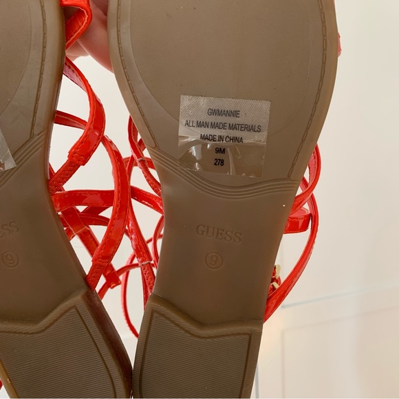 Guess Orange Gladiator Crisscross Strapy Sandals Size 9 - Picture 4 of 7